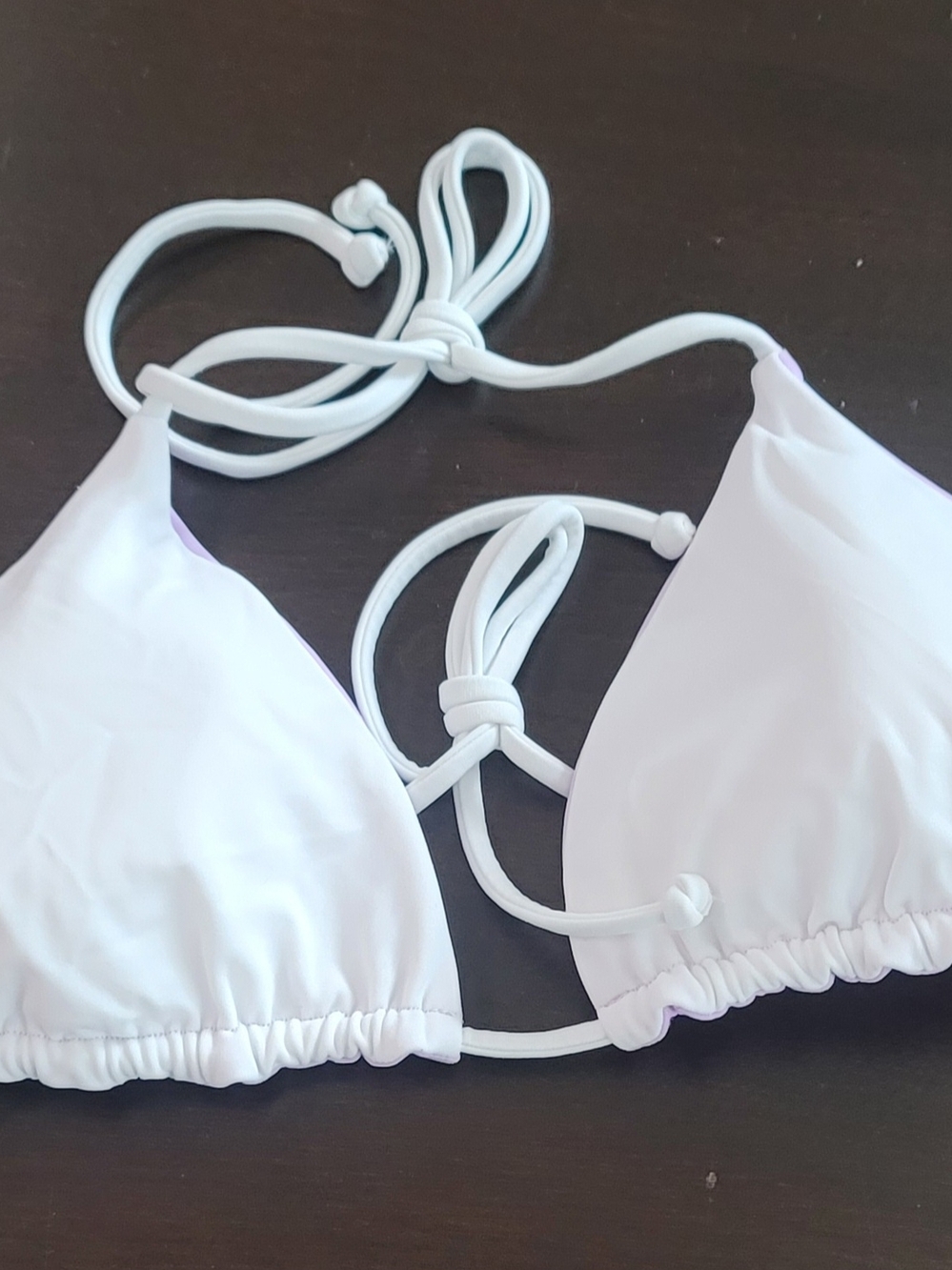 Victoria's Secret White Reversable Lavender Triangle String Bikini Top
